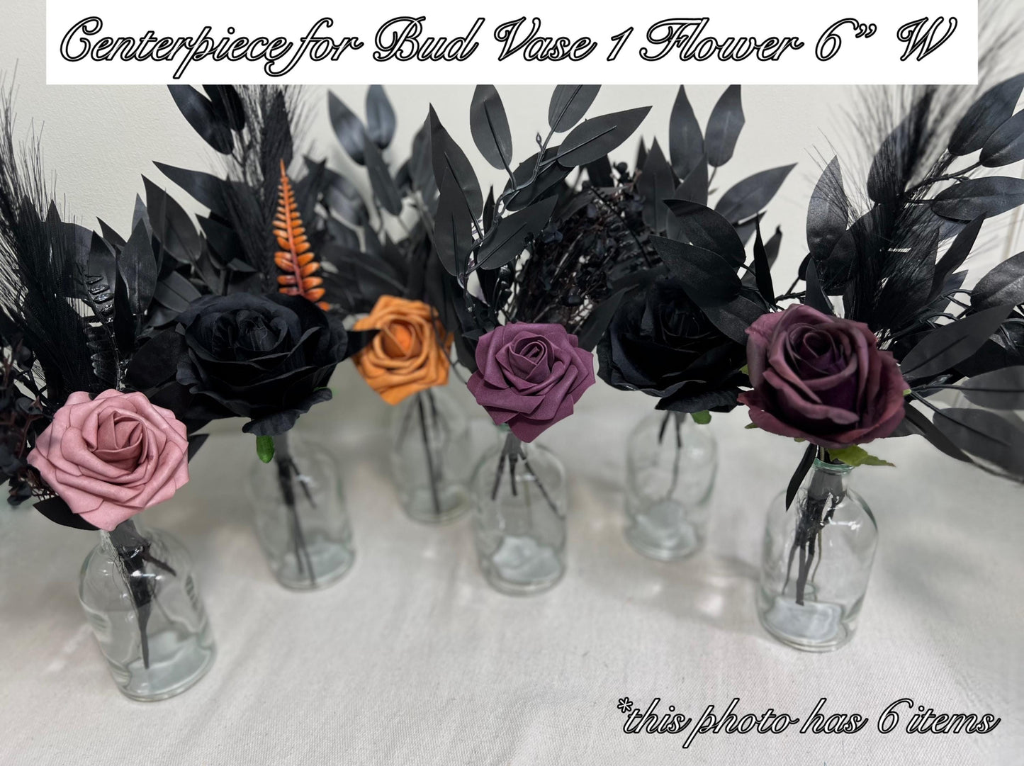Black Plum Centerpiece Wedding Orange Black Gothic Single Flower Table Centerpiece for Bud Vase Dark Purple Halloween Artiricial Flower