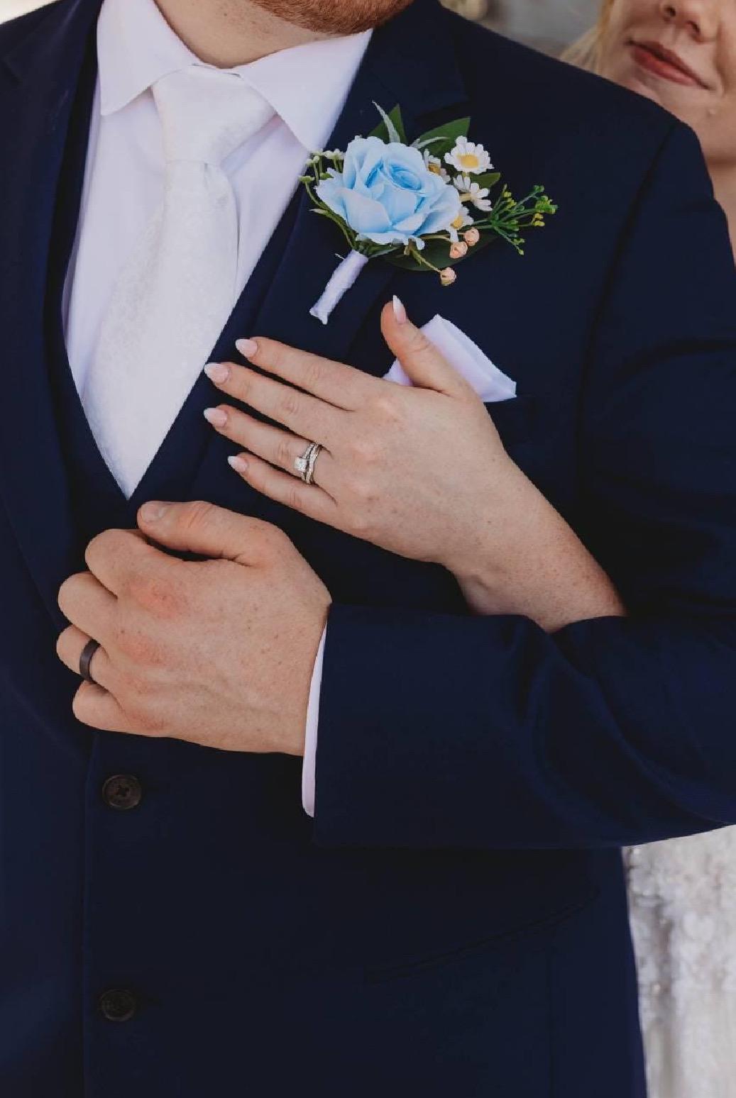 Blue Boutonniere Wedding Groom Dusty Blue Boutonnières Groomsmen Light Blue Sky Groom Boutonnière Wild Flower Chamomile Artificial Flowers