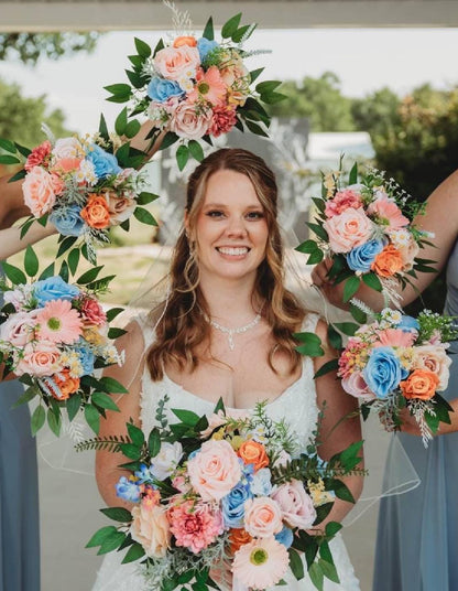 Wedding Bouquet Wild Flower Summer Pink Bridal White Spring Bouquet Pink Blush Blue Bridesmaids Bouquet Blue Wild Flower Artificial