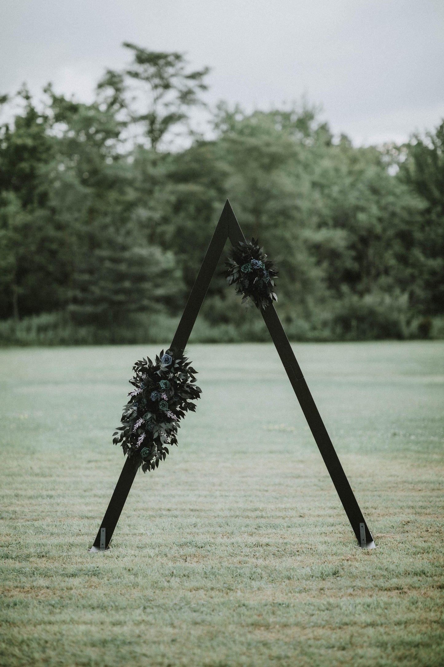 Black Arch Arrangement Black Teal Arbor Arrangement Halloween Decor Gothic Black Dark Teal Arch Flowers Black Teal Blue Artiricial Flower