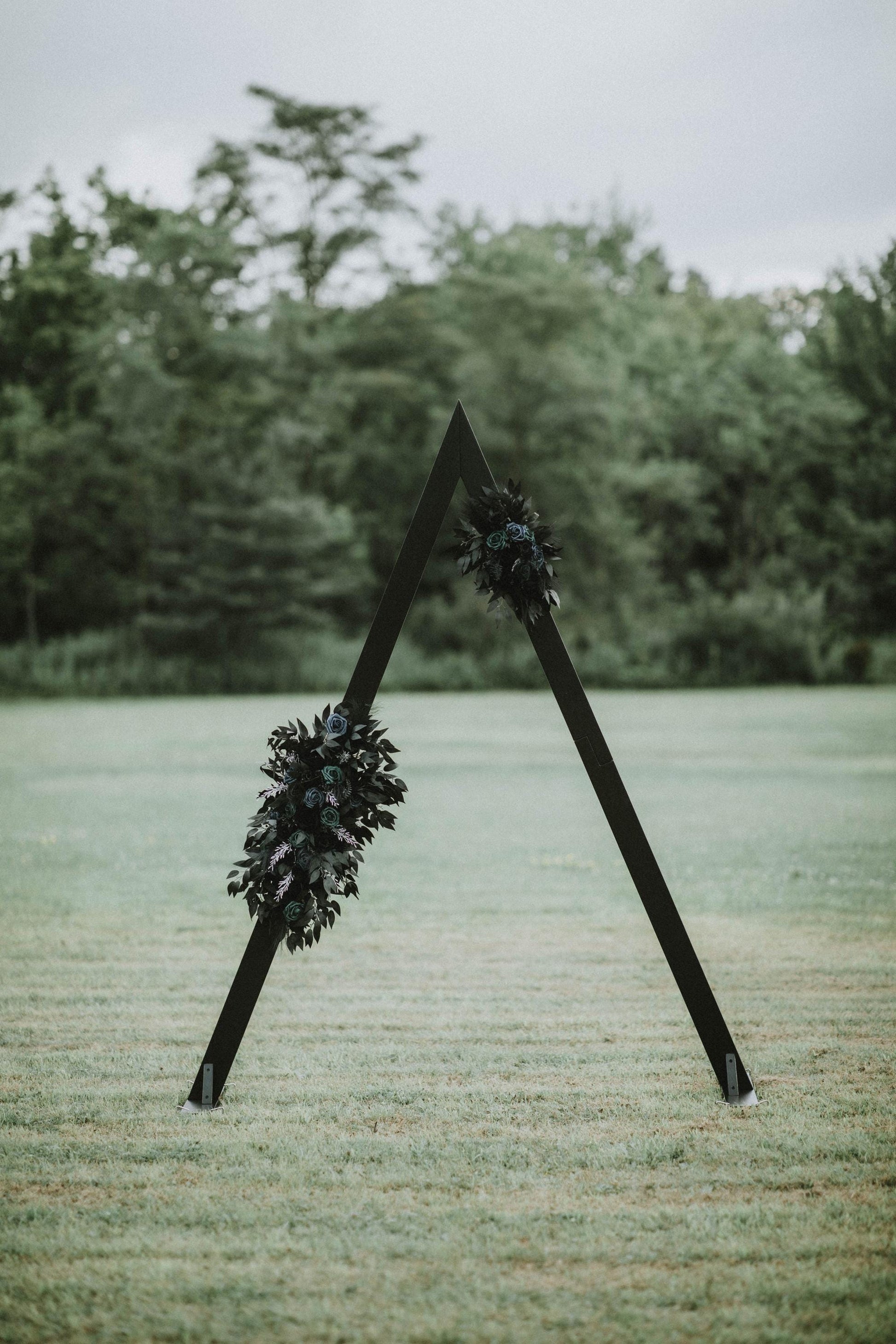 Black Arch Arrangement Black Teal Arch Aisle Arrangement Halloween Decor Gothic Black Dark Teal Arch Arrangement Black Teal