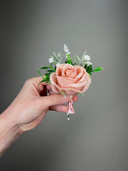 Wedding Corsage Pink Wedding Wrist Corsage White Bridesmaids Decor Corsage Ivory Corsage White Accessories Dusty Rose Artificial Flowers