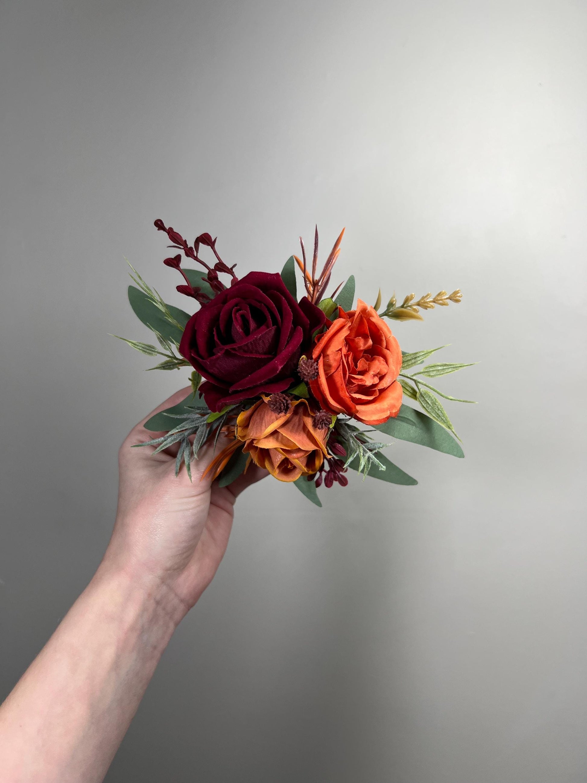 Orange Burgundy Cake Decor Flower Artificial Wedding Terracotta Rust Cake Flower Arrangement Maroon Burnt Orange Sage Green Silk Flower Cake