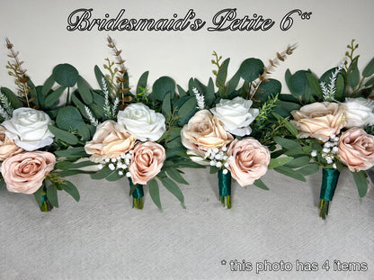 Dusty Rose Blush White Bouquet Wedding Bridal Blush White Bouquet Gold Dusty Rose Bouquet Bridesmaids White Pink Eucalyptus Bouquet Blush