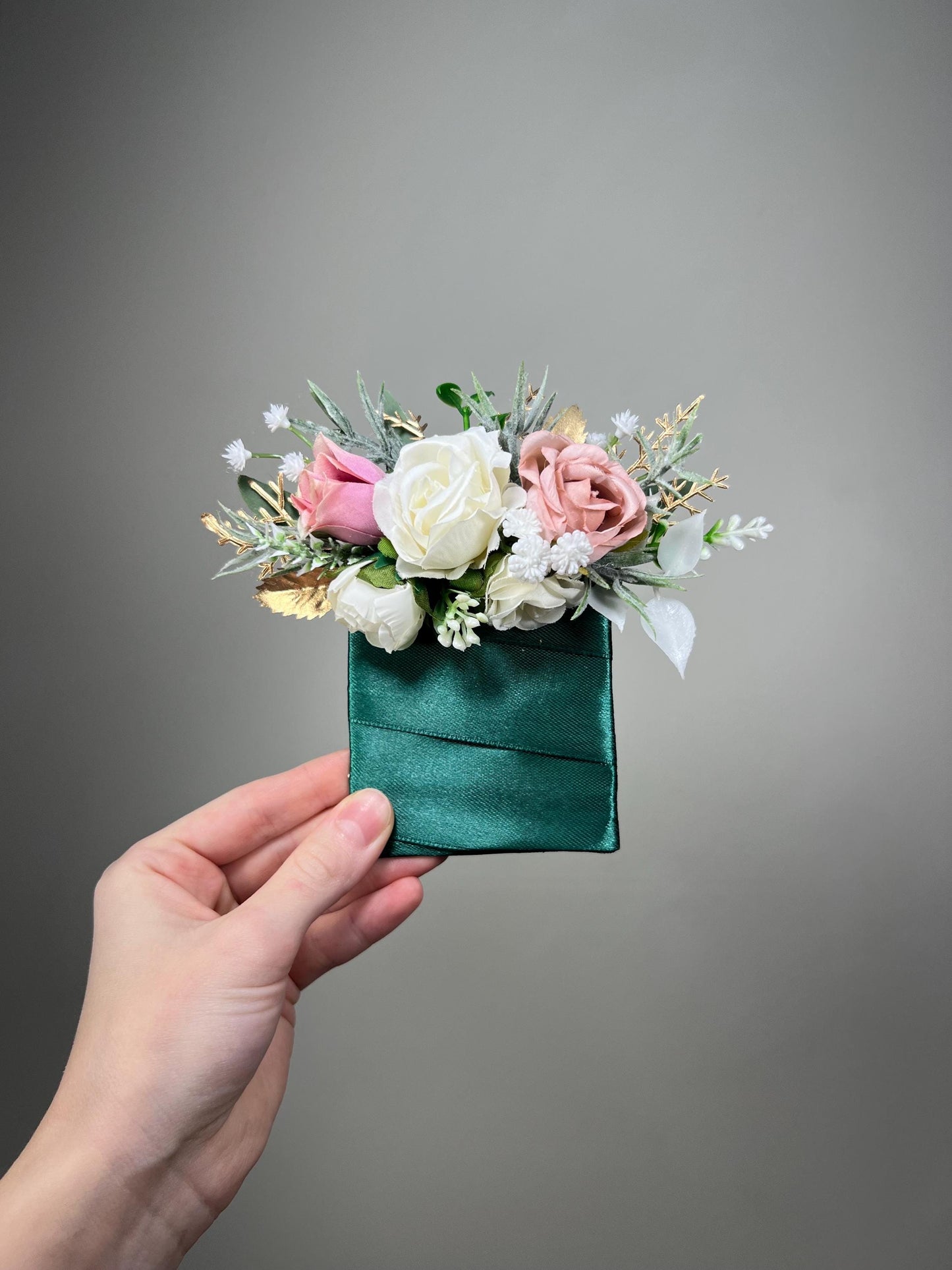 White Bouquet Bridesmaids Wedding Dusty Rose Blush Pink Gold Small Bridesmaids Petite Bouquet Flower Girl Artificial Flowers Eucalyptus Sage