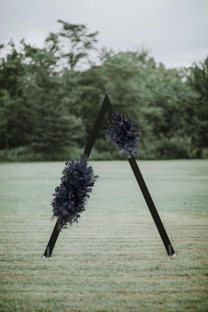 Corner Arch Arrangement Black Plum Wedding Gothic Arbor Arrangements Dark Purple Arch Corner Piece Black Artificial Flowers Decor Wedding