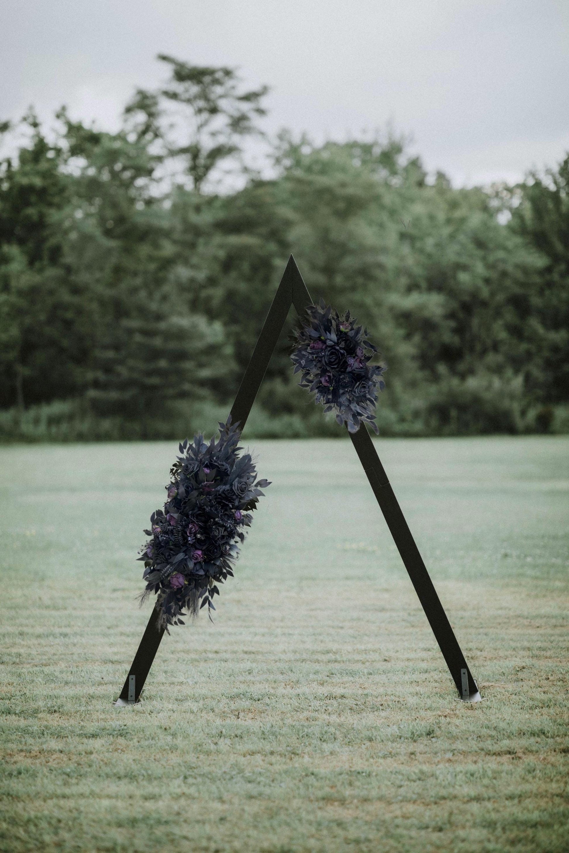 Black Plum Bouquet Bridal Cascading Black Wedding Bouquet Plum Gothic Bridesmaids Bouquet Cascade Dark Purple Black Wedding Artificial