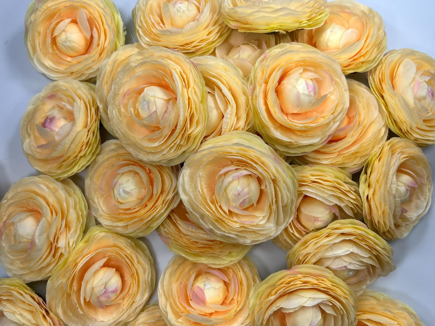 Orange Ranunculus Flower Heads Wedding Bright Orange Flowers Artificial DIY Craft Supplies Rununculus Heads Tangerine Faux Decor Silk Flower