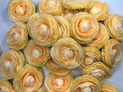 Orange Ranunculus Flower Heads Wedding Bright Orange Flowers Artificial DIY Craft Supplies Rununculus Heads Tangerine Faux Decor Silk Flower