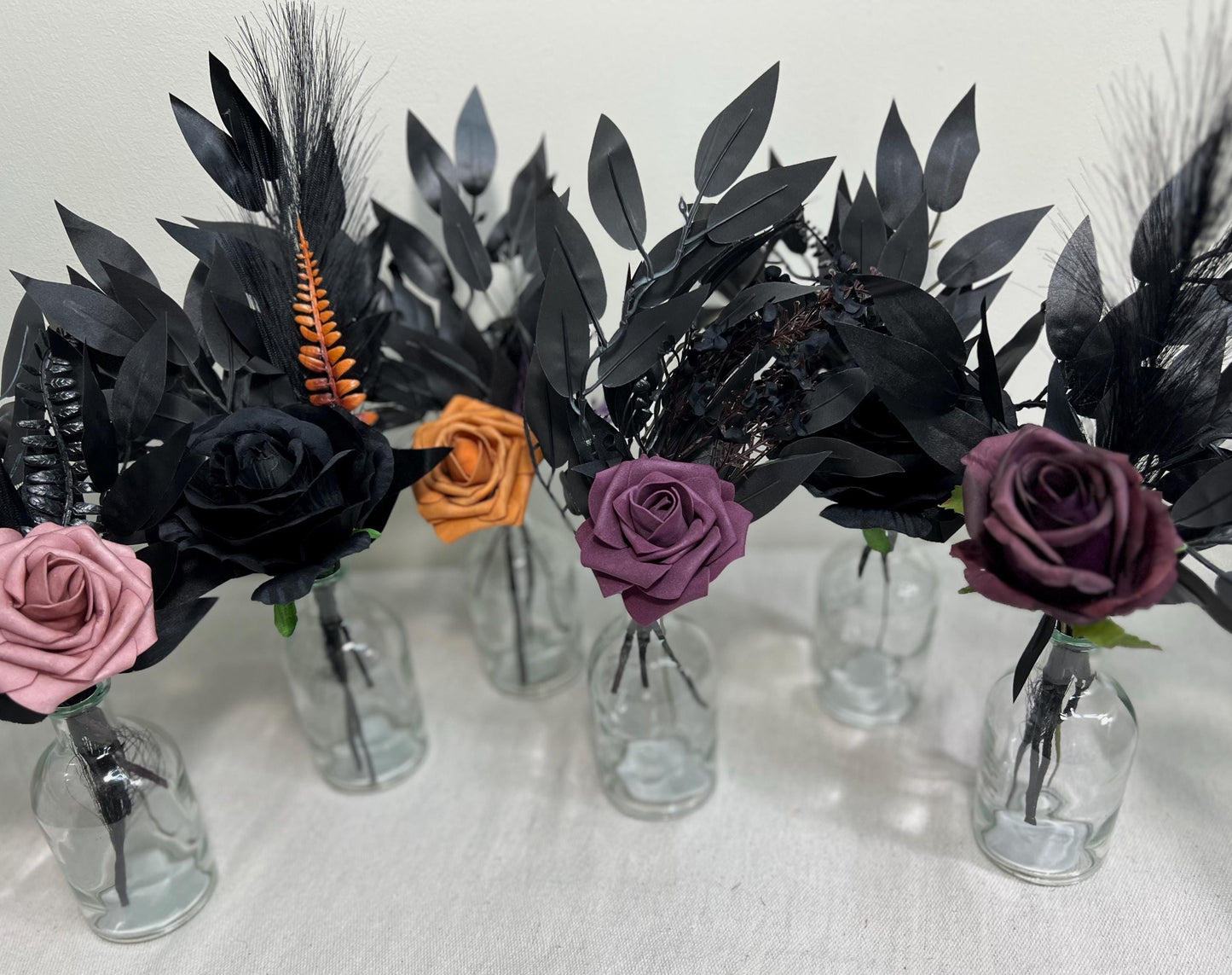 Black Plum Centerpiece Wedding Orange Black Gothic Single Flower Table Centerpiece for Bud Vase Dark Purple Halloween Artiricial Flower