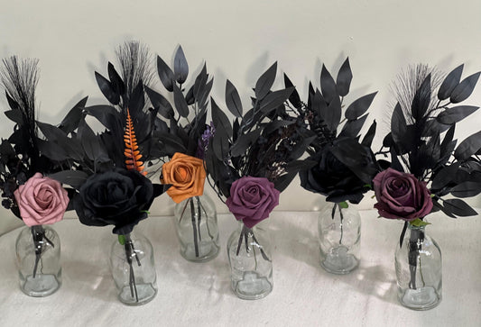 Black Plum Centerpiece Wedding Orange Black Gothic Single Flower Table Centerpiece for Bud Vase Dark Purple Halloween Artiricial Flower
