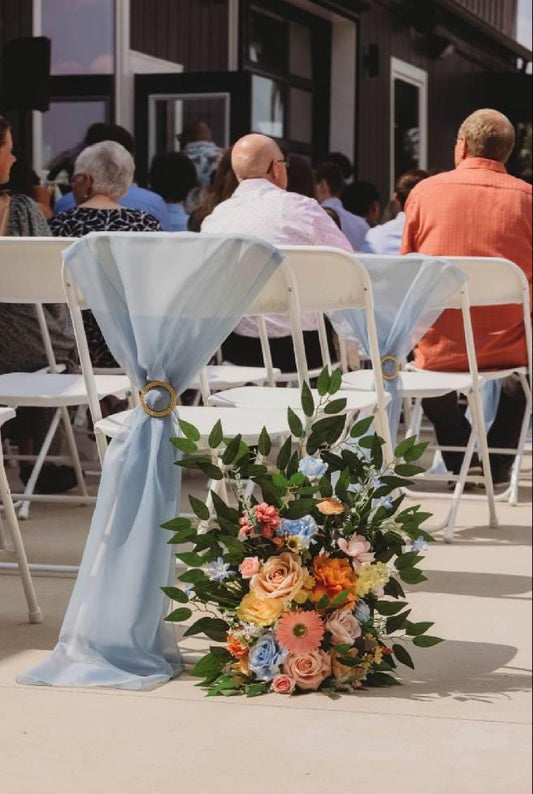 Set of 2 Wedding Aisle Marker Flower Floor Arrangement Whiskey Barrel Décor Wild Flowers Pink Blue Ground Arch Wildflowers Colorful Orange