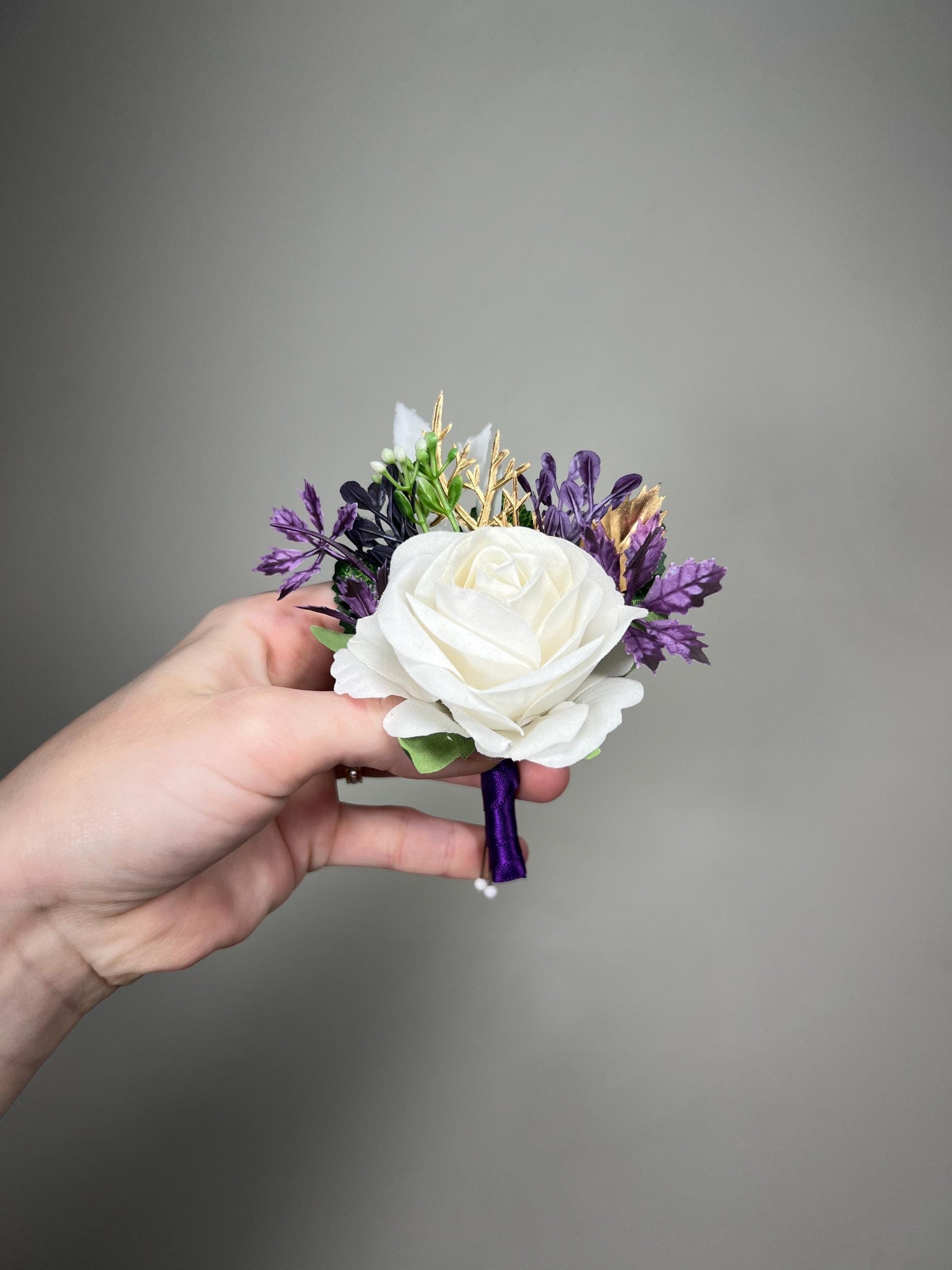 Plum Corsage Wedding White Plum Wrist Corsages Ivory Bridesmaids Dark Purple Corsage White Plum Artificial Flowers Silk Corsage Prom Plum