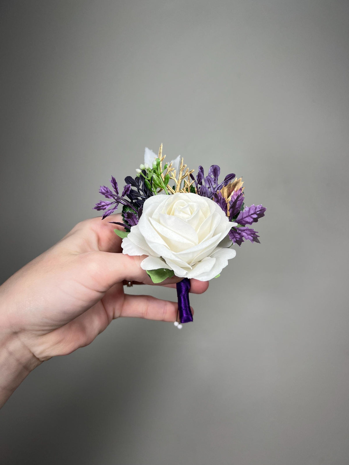 Plum Corsage Wedding White Plum Wrist Corsages Ivory Bridesmaids Dark Purple Corsage White Plum Artificial Flowers Silk Corsage Prom Plum
