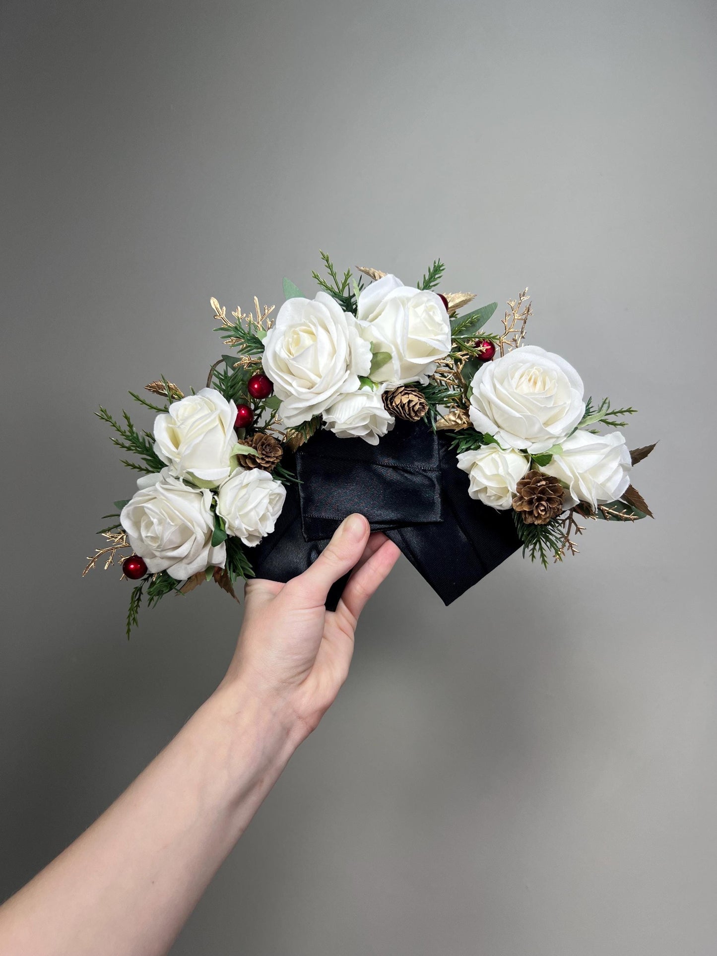 Christmas Pocket Boutonniere Wedding White Groom Pocket Boutonnière Square Winter Groomsmen Gold Ivory Pine Cones Artificial Flower