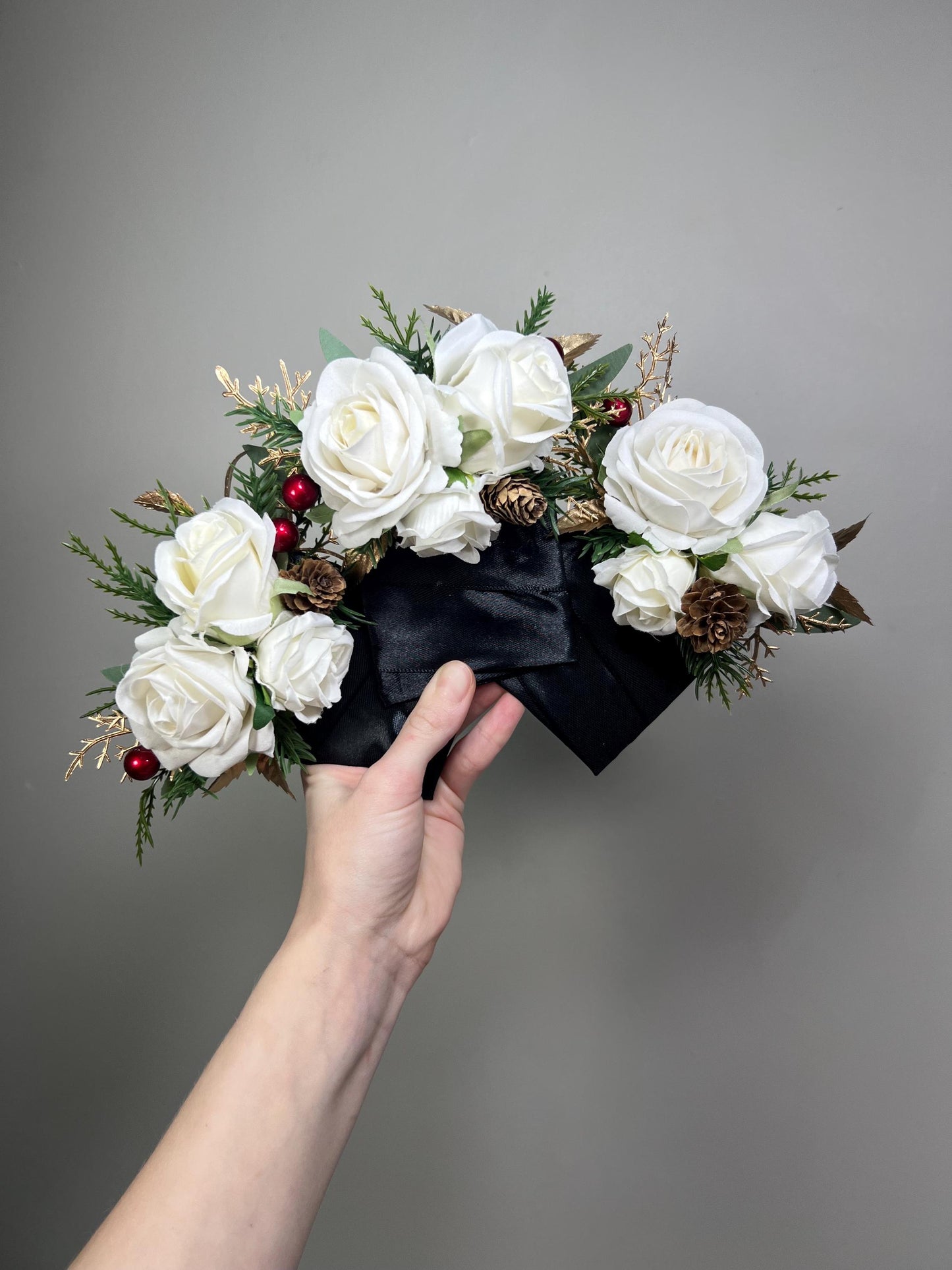 Christmas Pocket Boutonniere Wedding White Groom Pocket Boutonnière Square Winter Groomsmen Gold Ivory Pine Cones Artificial Flower