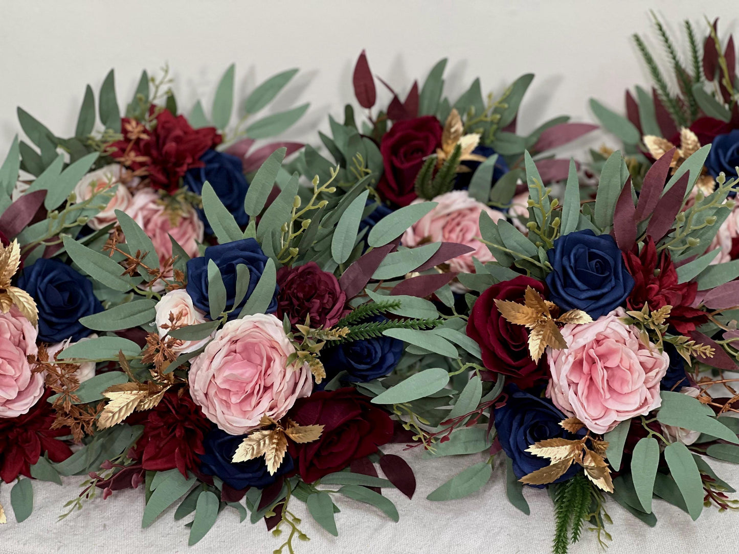 Burgundy Navy Blue Bouquet Wedding Bridal Bouquet Blush Navy Blue Burgundy Bouquet Bridesmaids Small Gold Bouquet Winter Artificial Flower