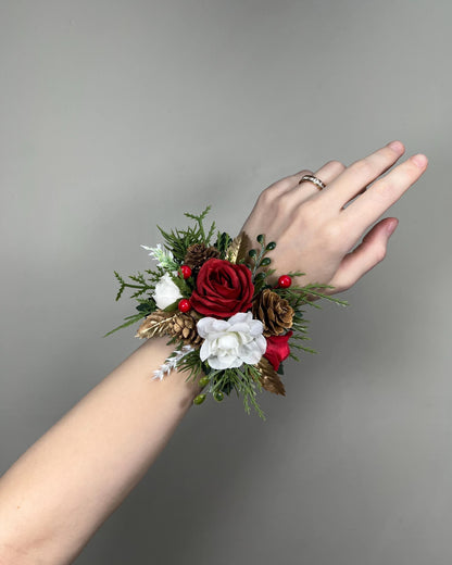 Christmas Boutonnière Wedding Red Boutonniere Groom White Groomsmen Rustic Gold Boutonniere Winter Tree Pine Cone Artificial Flower Reddit