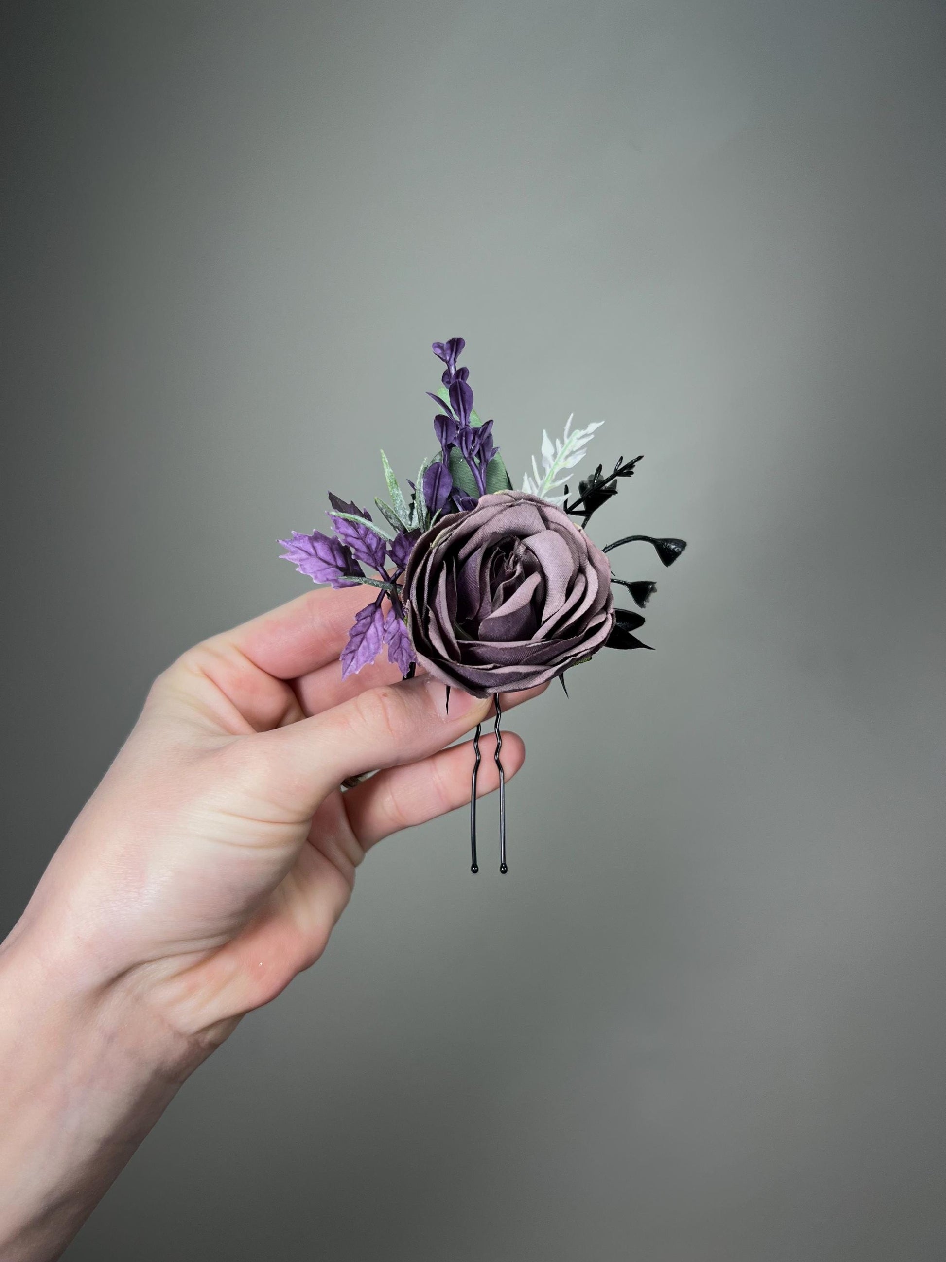 Black Plum White Bouquet Wedding Bridal Gothic Bouquet Dark Purple Black Ivory Dusty Sage Green Bridesmaids Bouquet Artificial Flowers