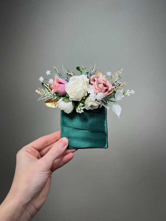 Blush Pocket Boutonnière Dusty Rose Wedding White Groom Square Boutonniere Gold Groomsmen Pocket Boutonniere Artificial Flowers Silk
