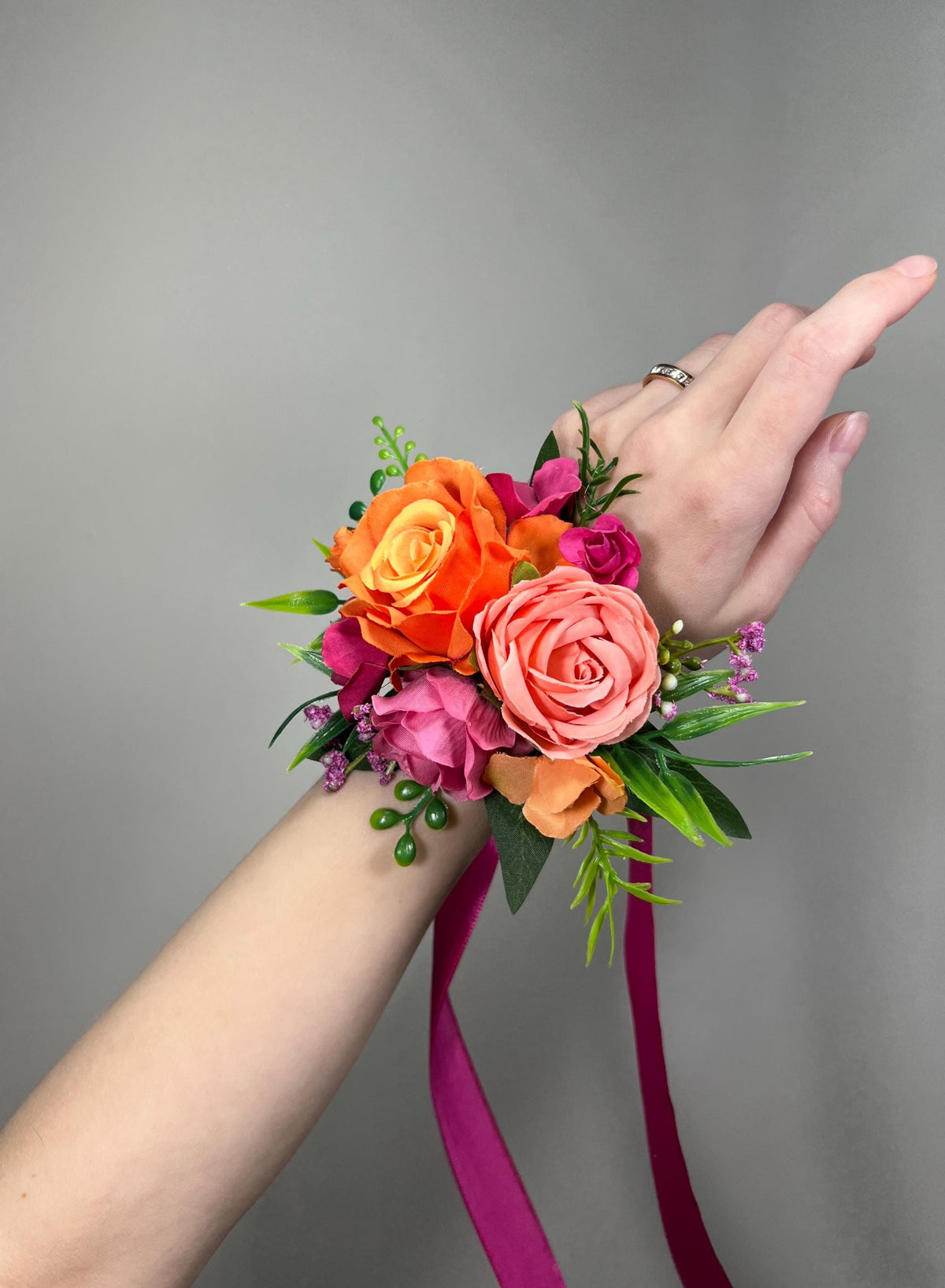 Orange Pink Cascading Bouquet Wedding Bridal Hot Pink Cascade Tropical Bridesmaids Bouquet Fuchsia Burnt Orange Ranunculus Magenta Reddit