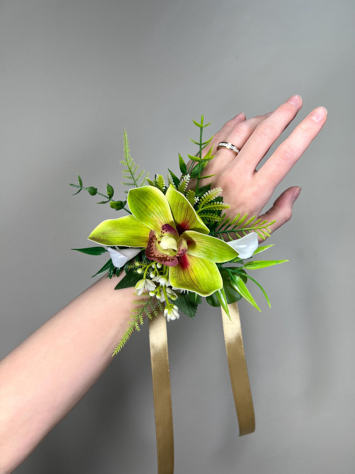 Orchid Pocket Boutonniere Wedding Tropical Groom Boutonnière Green Orchid Square Groomsmen Pocket Boutonniere Greenery Artiricial Flowers