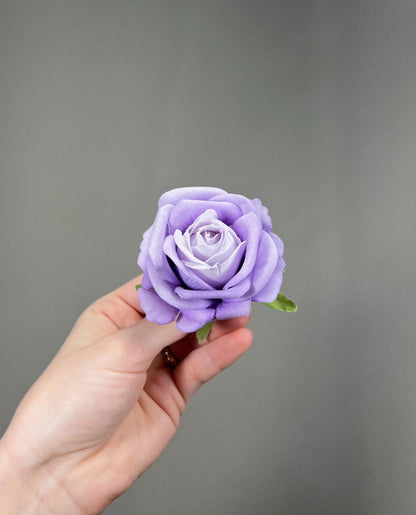 Lavender Rose 2.5” Small Artificial Light Purple Flower Head Pastel Purple DIY Bouquet Supplies Craft Wedding Lilac Silk Flowers