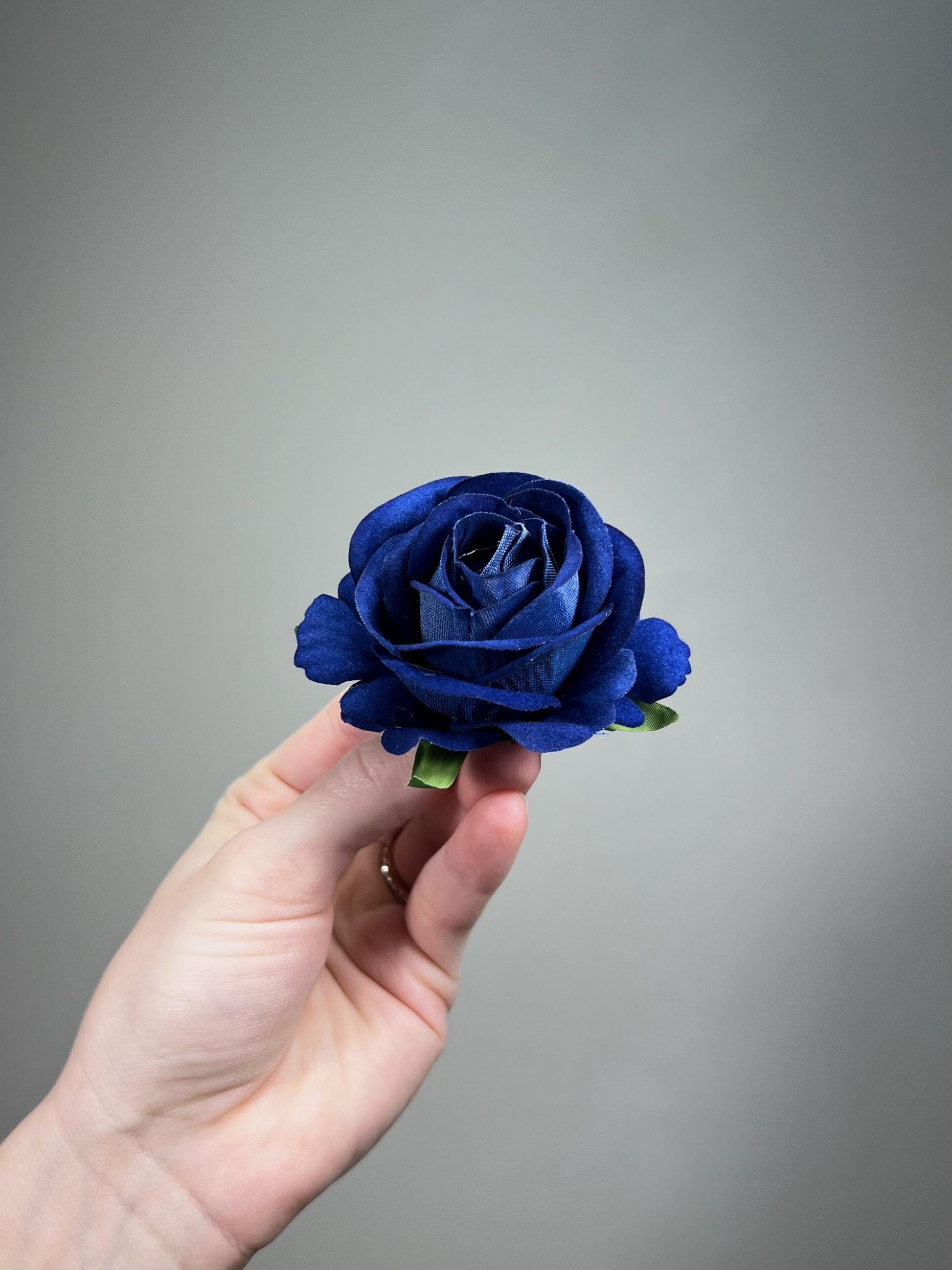 Navy Blue Rose 2.5” Small Artificial Dark Blue Flower Head Royal Blue DIY Bouquet Supplies Craft Wedding Midnight Blue Silk Flowers