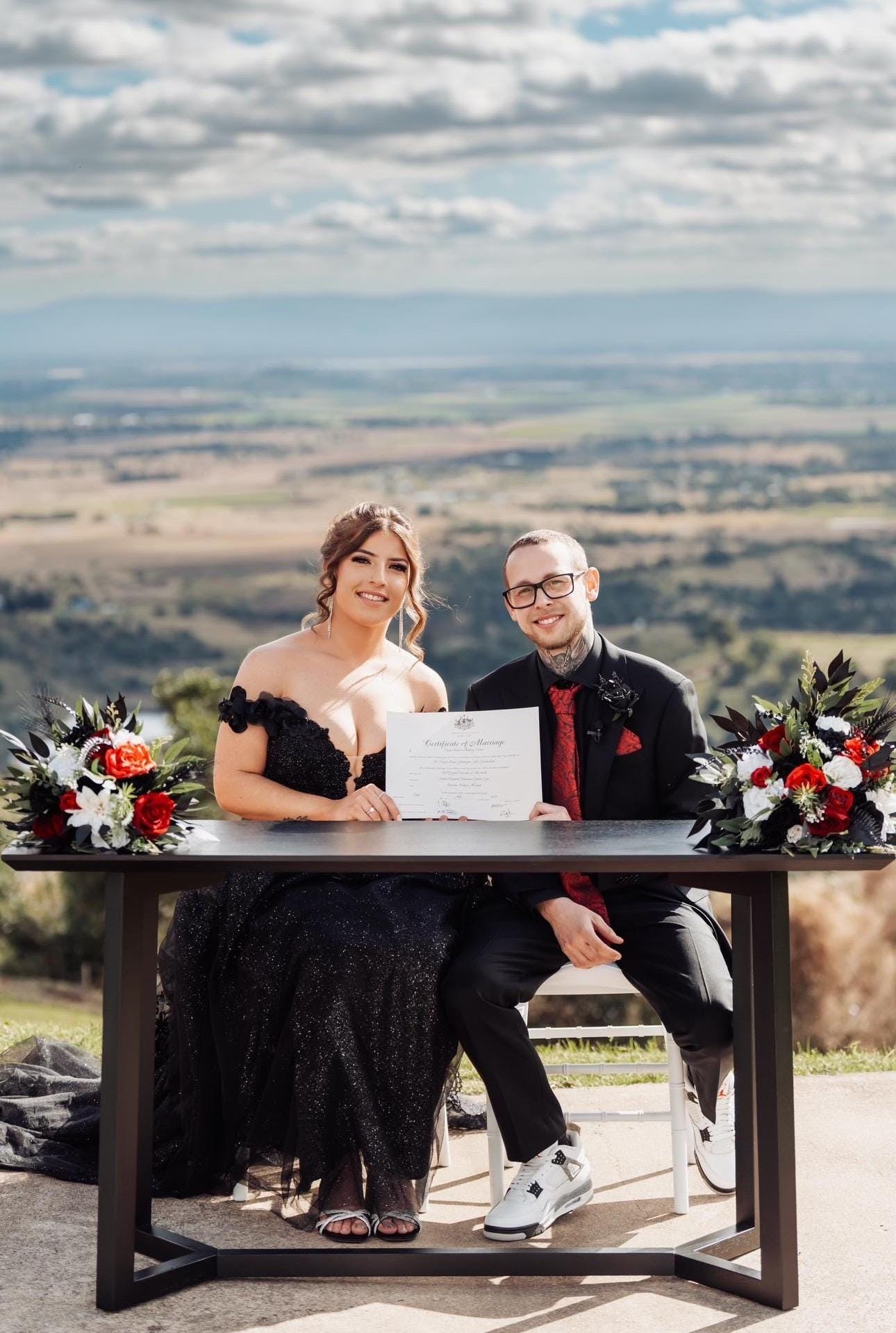 Black White Red Bouquet Wedding Bridal Black Red Bouquet Bridesmaids Gothic Black White Dark Red Bouquet Artificial Flower