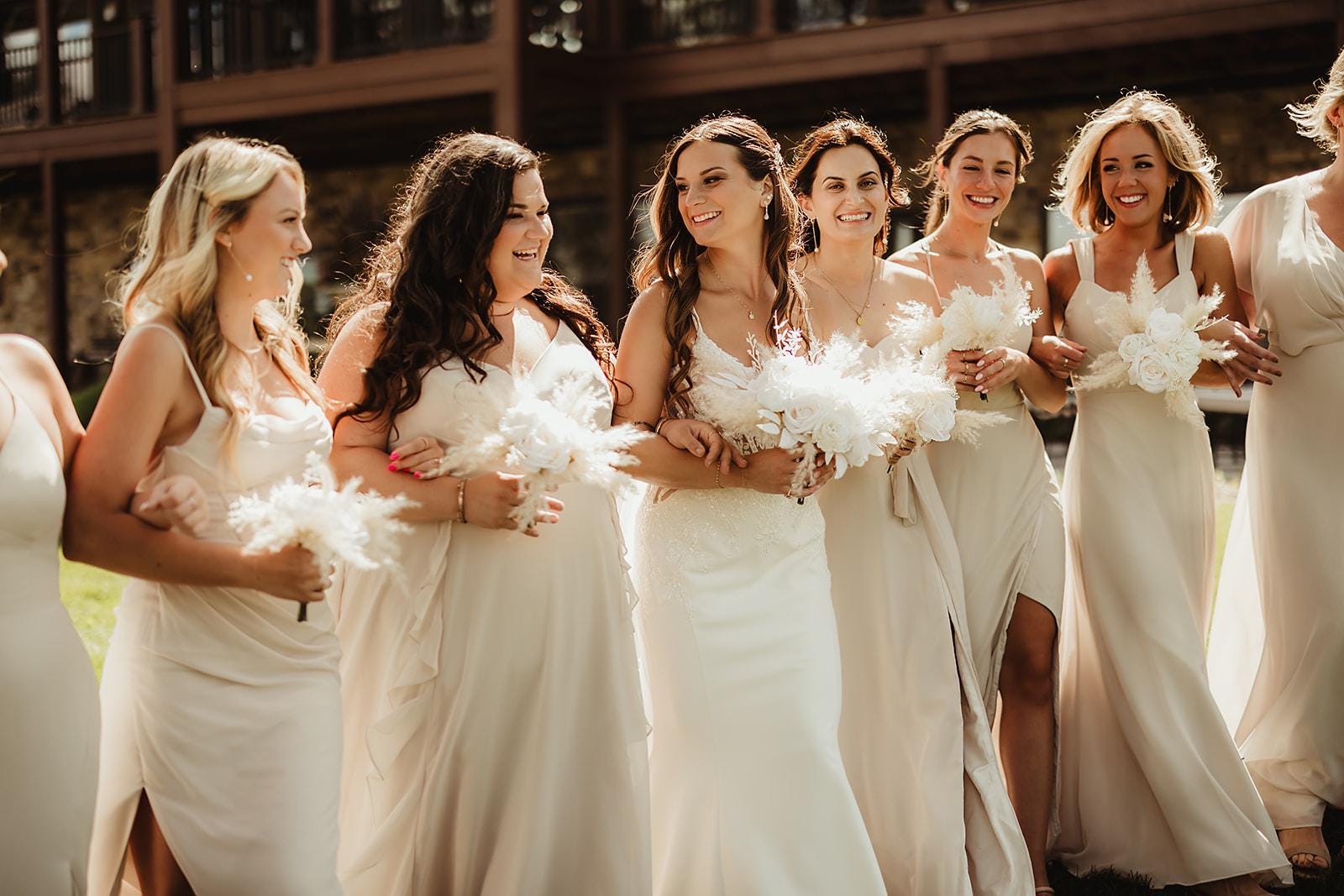 Wedding Bouquet Boho White Bridal Bouquet Pampas Grass Ivory Bridesmaids Decor Palms Leaves White Artificial Flower Dried Dahlia White Rose