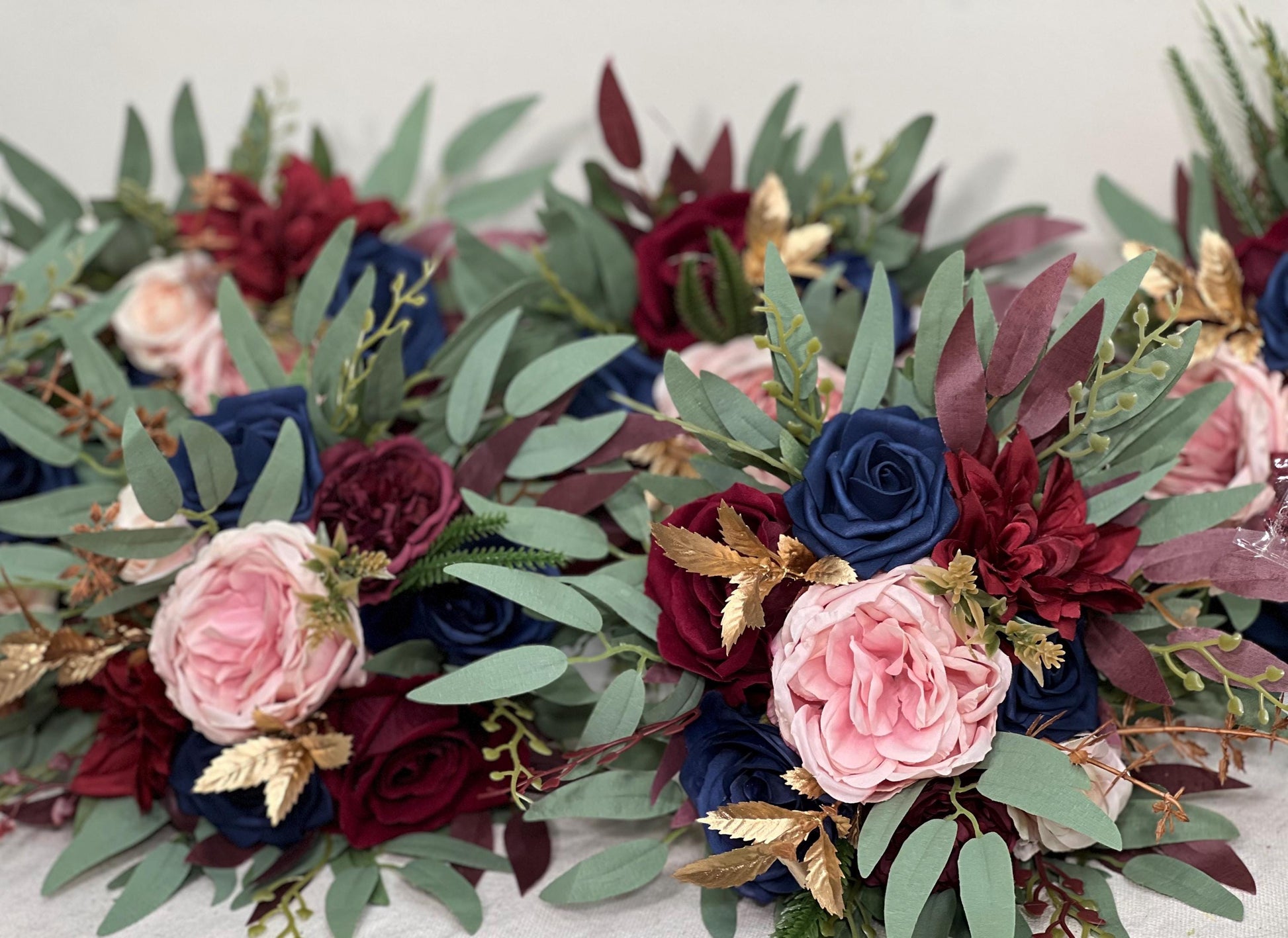 Burgundy Navy Blue Bouquet Cascade Wedding Bridal Bouquet Blush Navy Blue Burgundy Bouquet Bridesmaids Cascading Gold Bouquet Winter Maroon