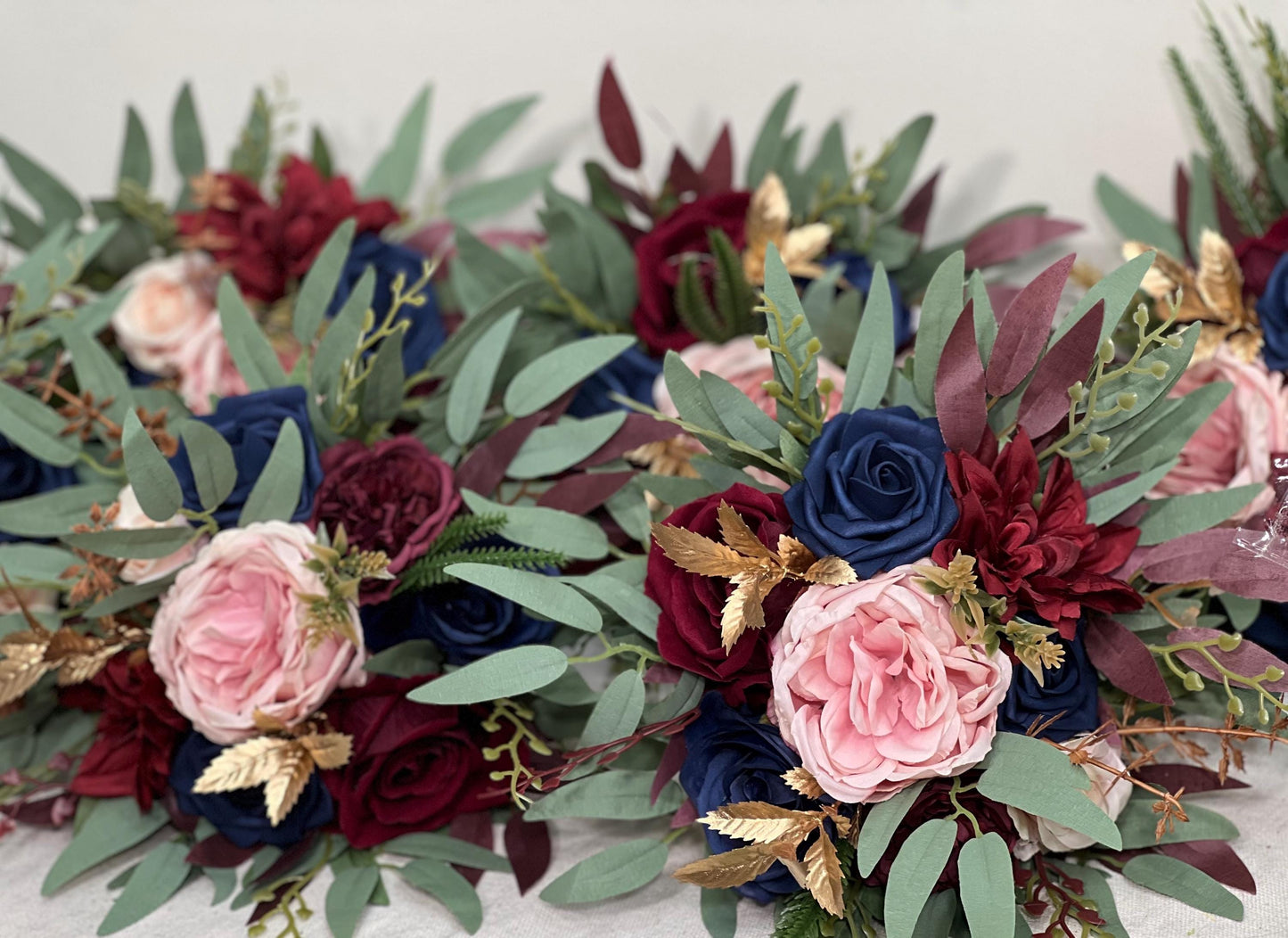 Burgundy Navy Blue Bouquet Wedding Bridal Bouquet Blush Navy Blue Burgundy Bouquet Bridesmaids Small Gold Bouquet Winter Artificial Flower