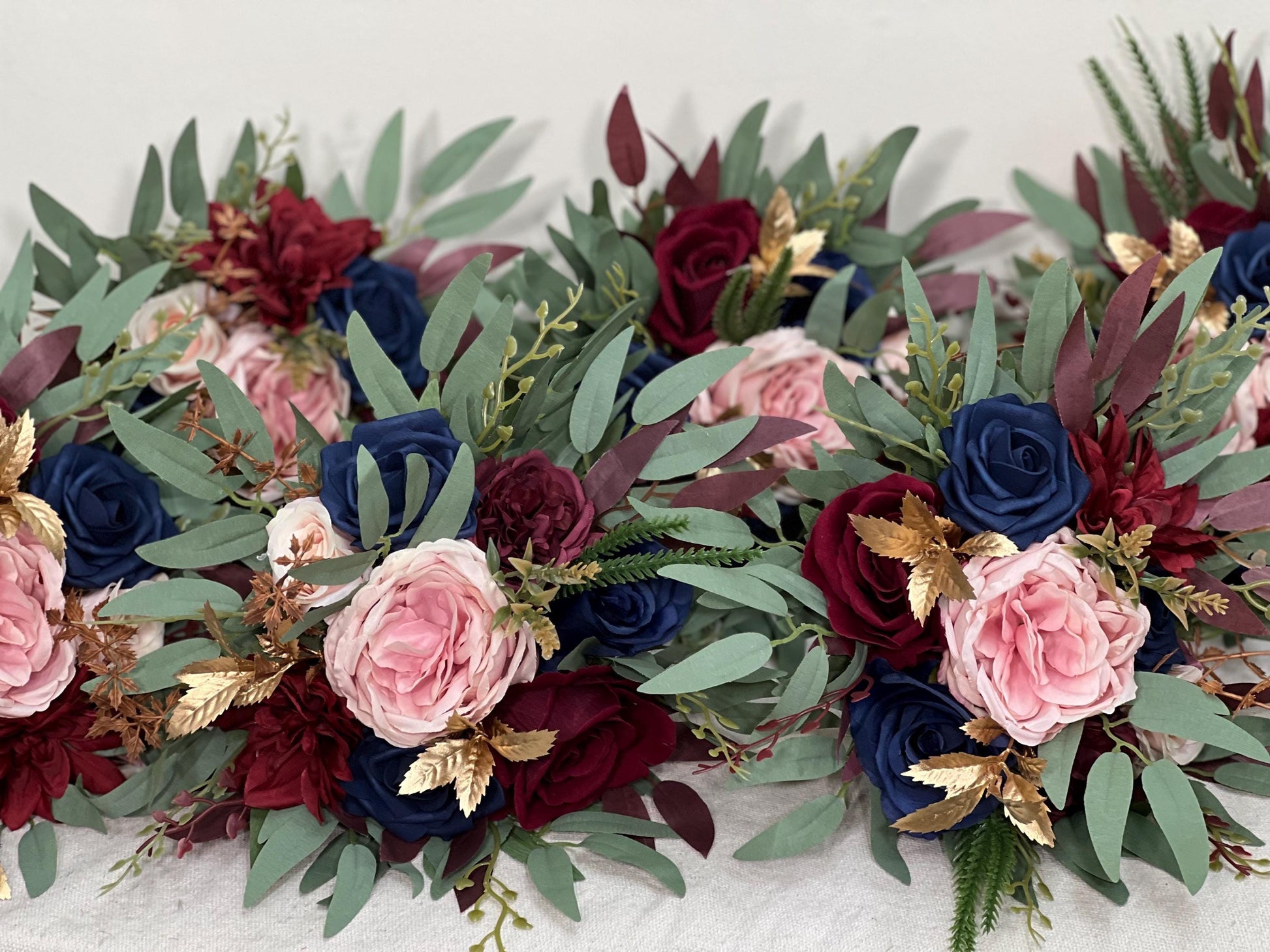 Burgundy Navy Blue Bouquet Cascade Wedding Bridal Bouquet Blush Navy Blue Burgundy Bouquet Bridesmaids Cascading Gold Bouquet Winter Maroon