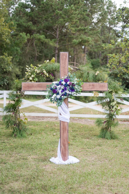 Purple White Navy Blue Arch Arrangement Wedding Deep Purple Royal Navy Blue Arbor Arrangement Ivory Eucalyptus Dark Blue Plum Artificial