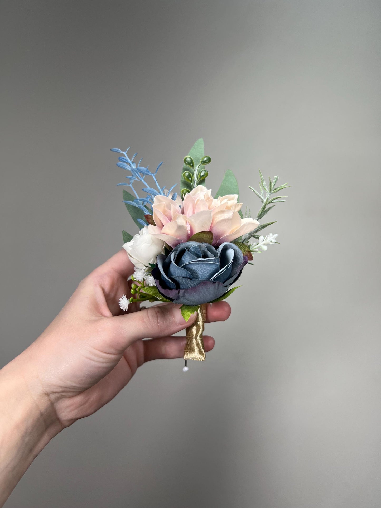 Dusty Blue Blush Pocket Boutonnière Wedding Blue Dusty Rose Pocket Boutonniere Groom Pink Groomsmen Square Boutonniere White Dusty Blue Pink