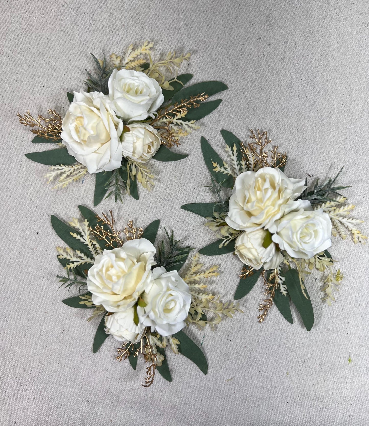 Ivory Cake Decoration Wedding Artificial Flowers Cream Champagne Gold Cake Flowers Topper Arrangement Off White Silk Flowers Sage Greenery