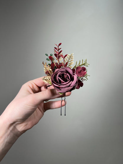 Burgundy Dusty Rose Corsage Wedding Mauve Rustic Wrist Corsage Bridesmaids Prom Gold Wine Red Maroon Wristlet Blush Artificial Flowers