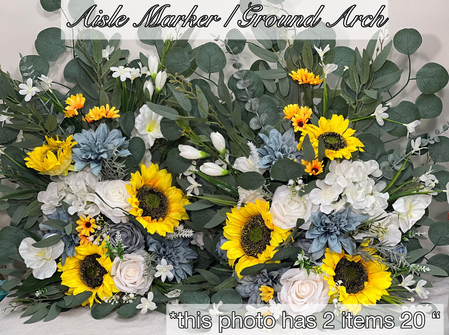 Sunflower Dusty Blue Bouquet Wedding Cascading Sunflower Bridal Bouquet Dusty Blue Cascade Bridesmaids Bouquet Yellow Sunflowers Blue