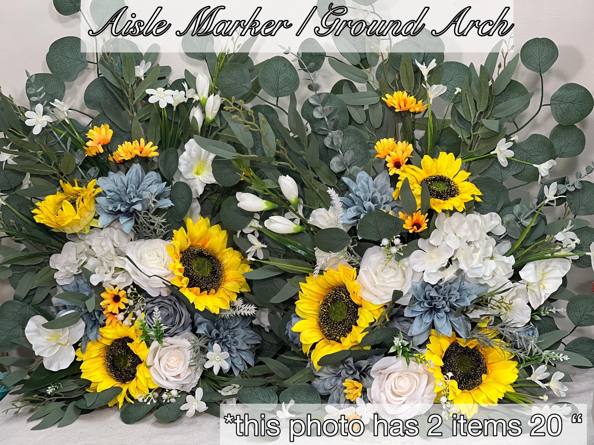 Sunflower Dusty Blue Bouquet Wedding Cascading Sunflower Bridal Bouquet Dusty Blue Cascade Bridesmaids Bouquet Yellow Sunflowers Blue