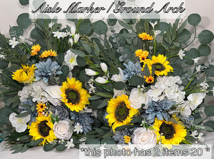 Sunflower Dusty Blue Bouquet Wedding Cascading Sunflower Bridal Bouquet Dusty Blue Cascade Bridesmaids Bouquet Yellow Sunflowers Blue