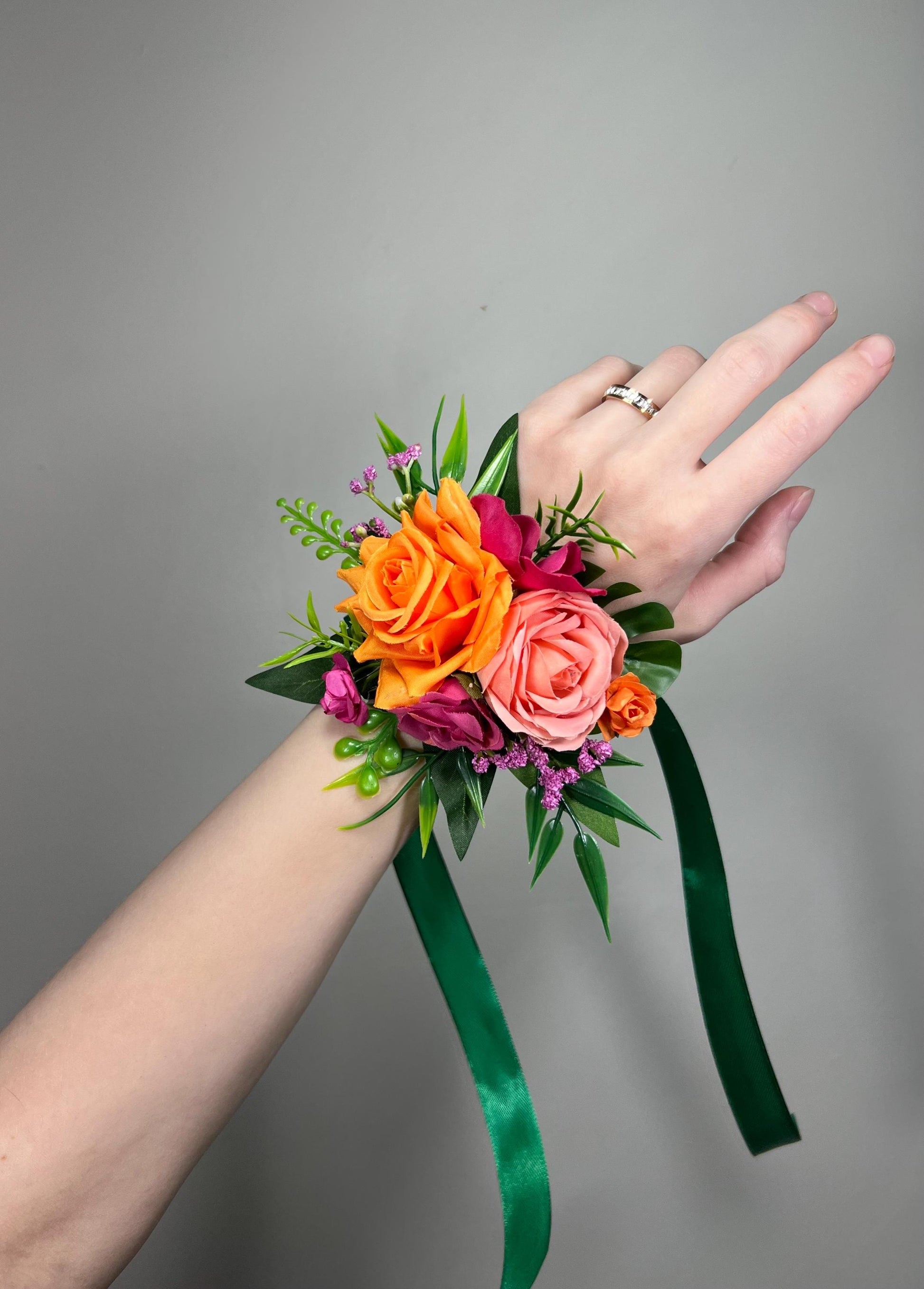 Orange Hot Pink Hair Comb Wedding Fuchsia Burnt Orange Tropical Beach Floral Hairpiece Artificial Magenta Hair Accessories Bridal Comb