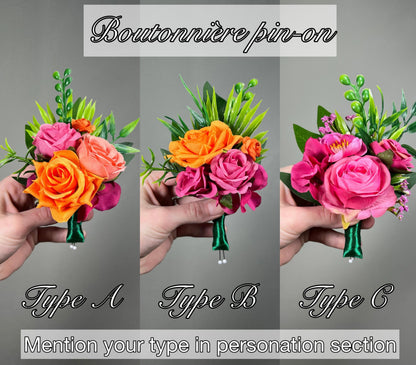 Orange Pink Cascading Bouquet Wedding Bridal Hot Pink Cascade Tropical Bridesmaids Bouquet Fuchsia Burnt Orange Ranunculus Magenta Reddit