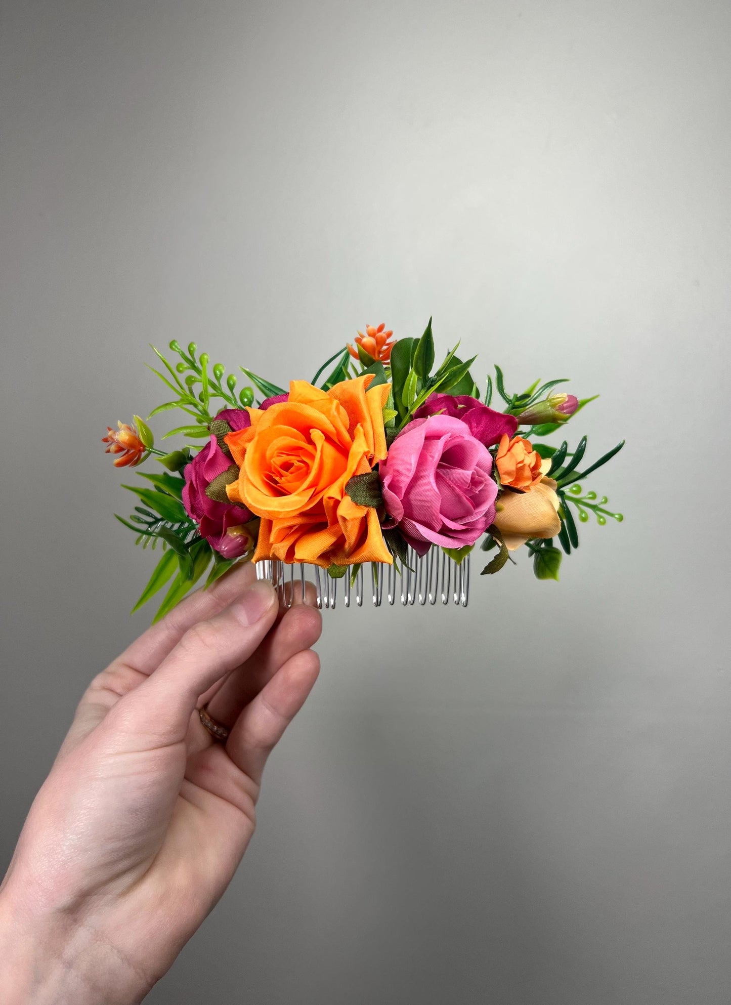 Orange Pink Cascading Bouquet Wedding Bridal Hot Pink Cascade Tropical Bridesmaids Bouquet Fuchsia Burnt Orange Ranunculus Magenta