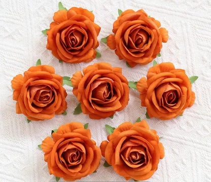 Burnt Orange Rose 2.5” Small Artificial Rust Flower Flower Head Terracotta DIY Supplies Craft Wedding Pumpkin Rose Silk Flowers Orange