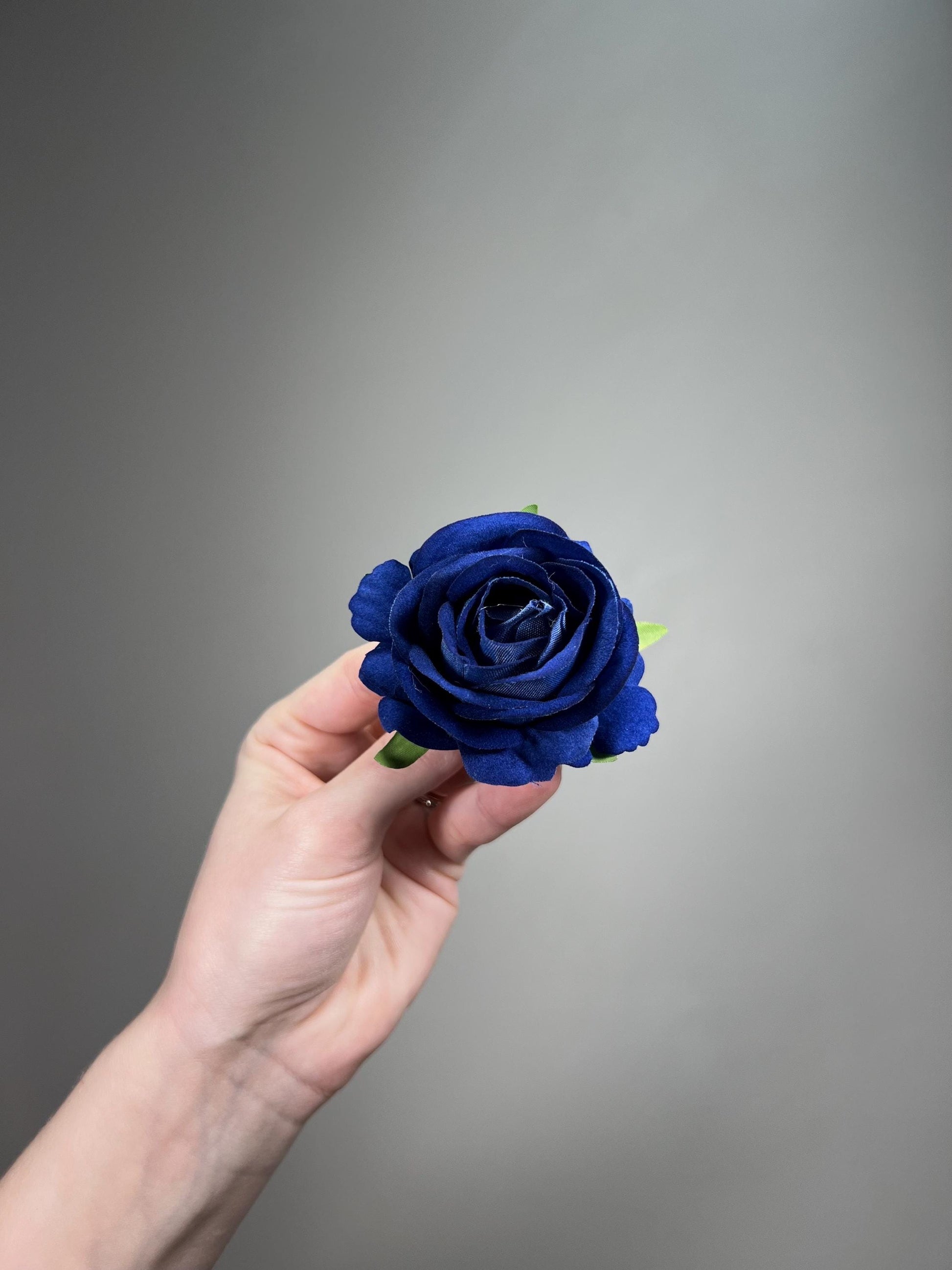 Navy Blue Rose 2.5” Small Artificial Dark Blue Flower Head Royal Blue DIY Bouquet Supplies Craft Wedding Midnight Blue Silk Flowers