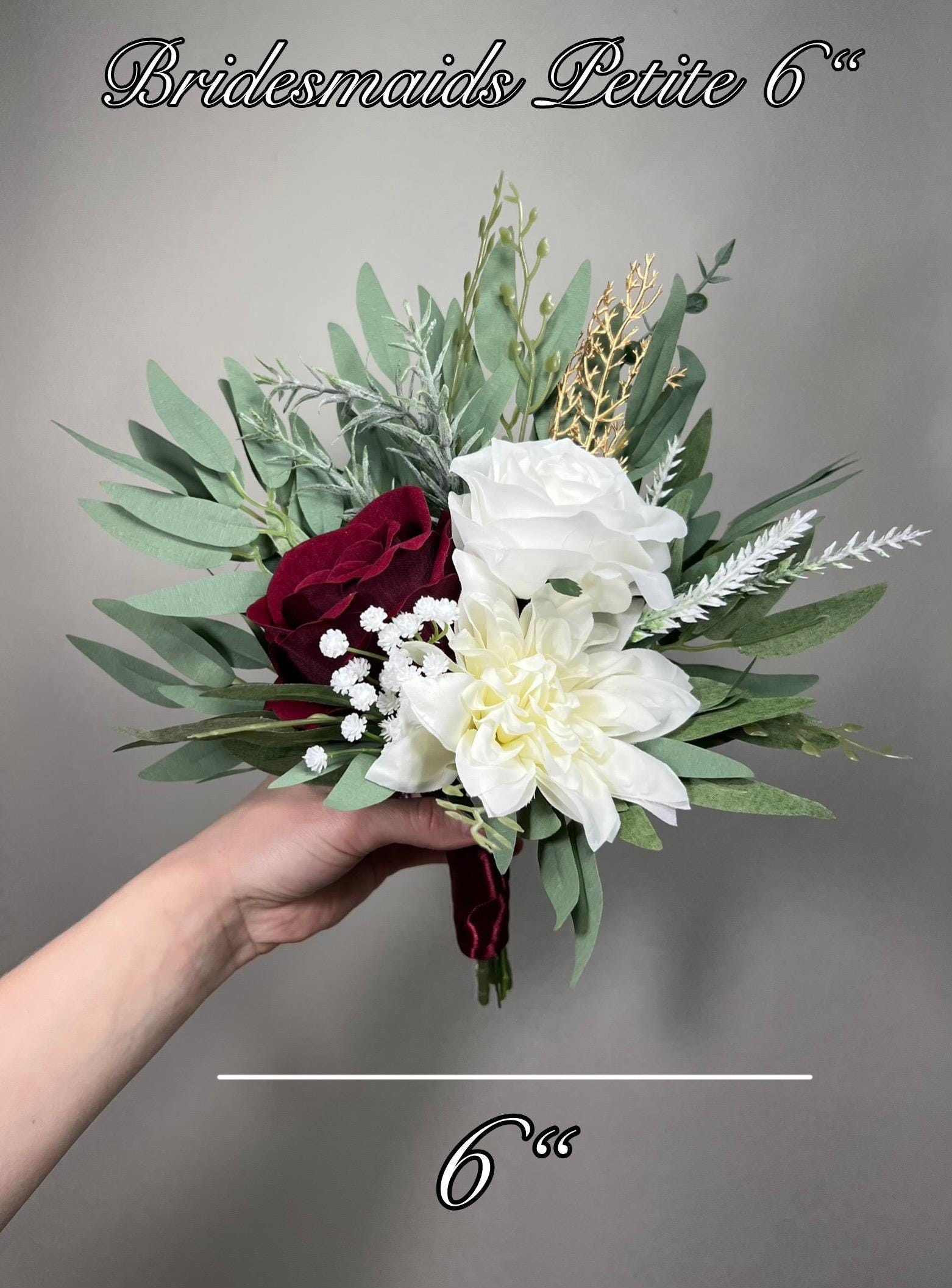 Wedding Bouquet Burgundy Bridal Red Rustic Bouquet Burgundy Bridesmaids White Christmas Bouquet Eucalyptus Dahlia Ivory Artificial Flowers