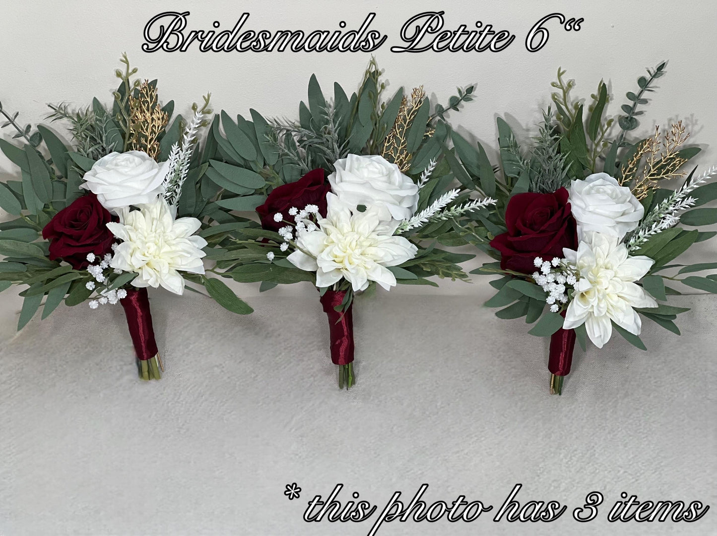 Wedding Bouquet Burgundy Bridal Red Rustic Bouquet Burgundy Bridesmaids White Christmas Bouquet Eucalyptus Dahlia Ivory Artificial Flowers