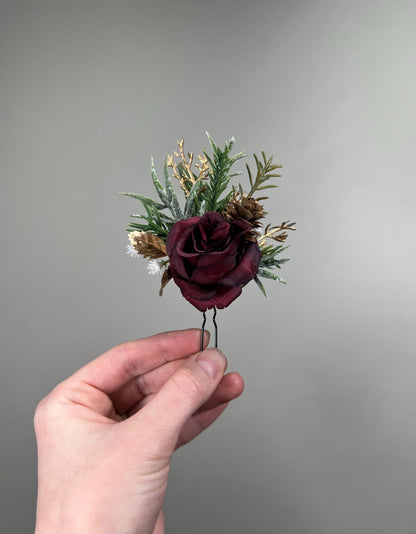 Burgundy Boutonnière Wedding Winter Groom Gold Groomsmen Maroon Boutonnière Christmas Holiday Pine Cones Rustic Artificial Flowers Reddit