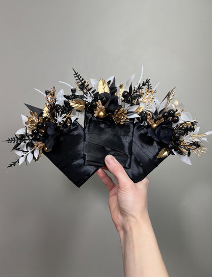 Black Gold White Pocket Boutonniere Wedding Groom Square Boutonnière Black Gothic Groomsmen Men Accessory Prom Artificial Flowers