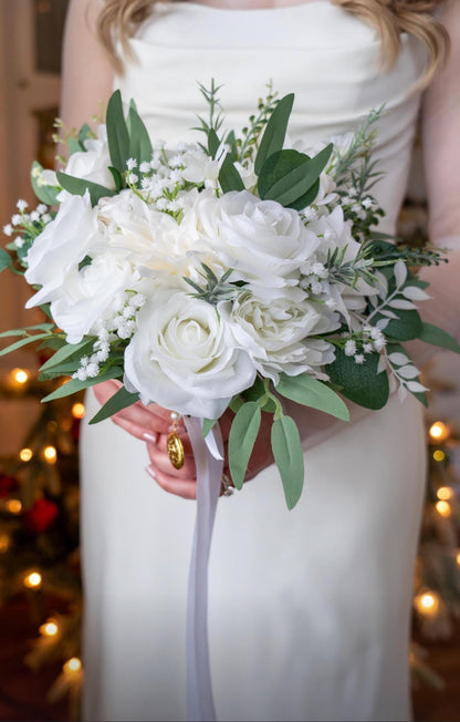 Wedding Bouquet White Bridal Ivory Bouquet Classic Sage Eucalyptus Greenery Bridesmaids White Bouquet White Artificial Flowers Reddit